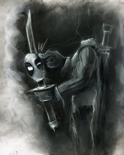 Deadpool charcoal art print picture