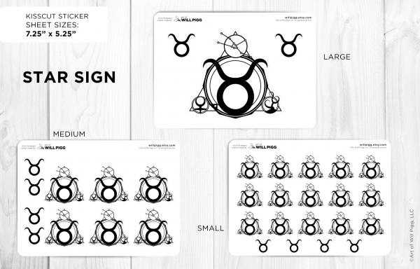 Taurus - Zodiac Star Sign sticker sheet picture