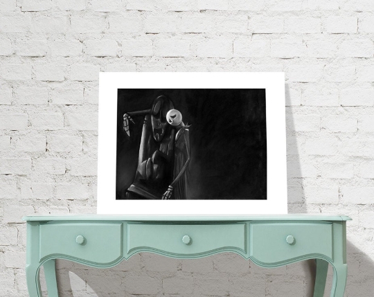 Jacks Lament - Nightmare Before Christmas charcoal & pastel art print picture