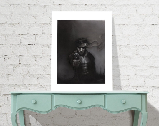 Solid Snake - Metal Gear Solid charcoal art print picture