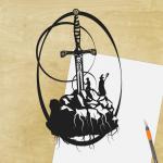Excalibur - Sword in the Stone paper cut - UnFramed