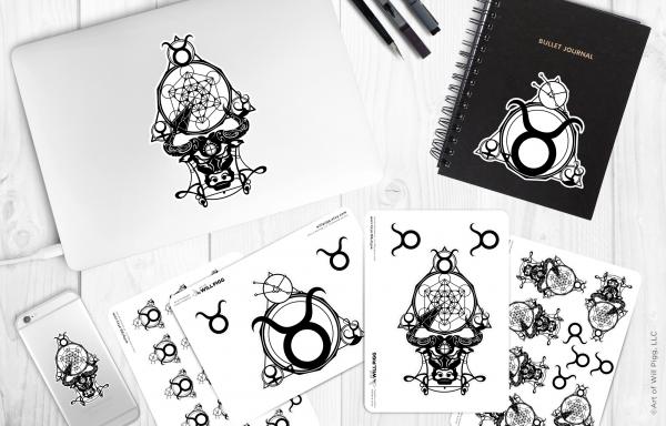 Taurus - Zodiac Star Sign sticker sheet