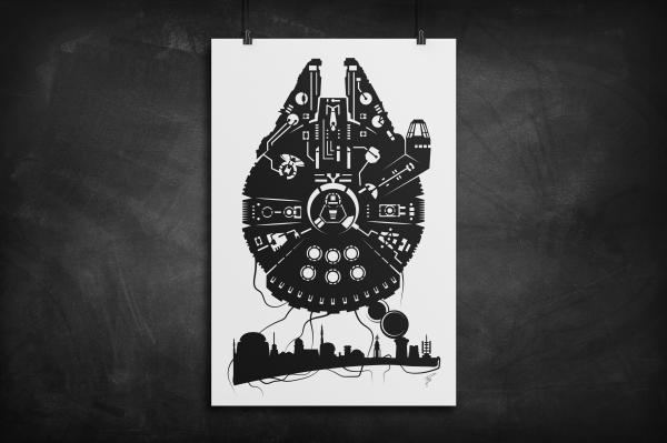 Millennium Falcon - Star Wars silhouette art print