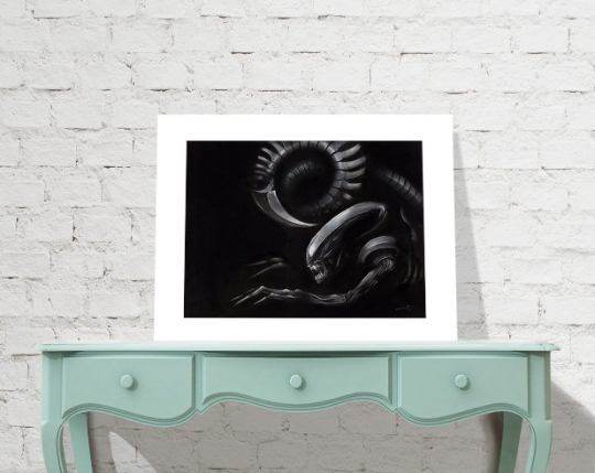 Xenomorph - Alien charcoal & pastel art print picture