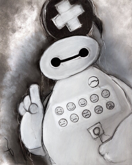 Baymax - Big Hero 6 Charcoal Art Print picture