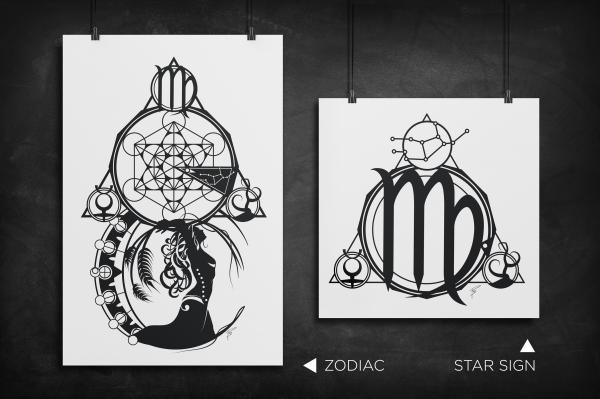 Virgo - Zodiac Star Sign silhouette art print picture