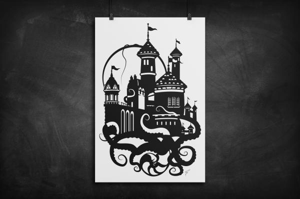 Prince Eric's Castle - Little Mermaid silhouette art print picture