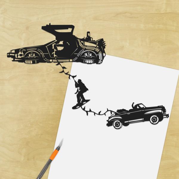 Marty Escape - Back to the Future paper cut - UnFramed