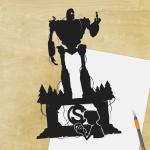 Iron Giant Statue paper cut - UnFramed