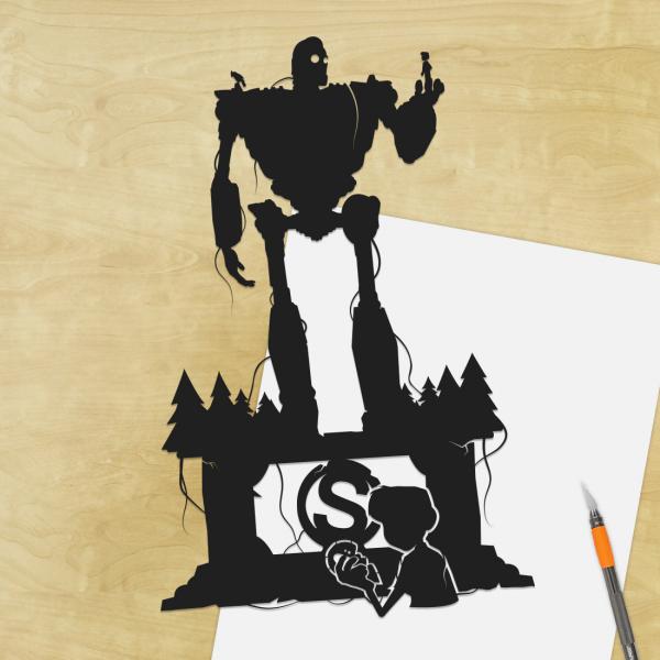 Iron Giant Statue paper cut - UnFramed