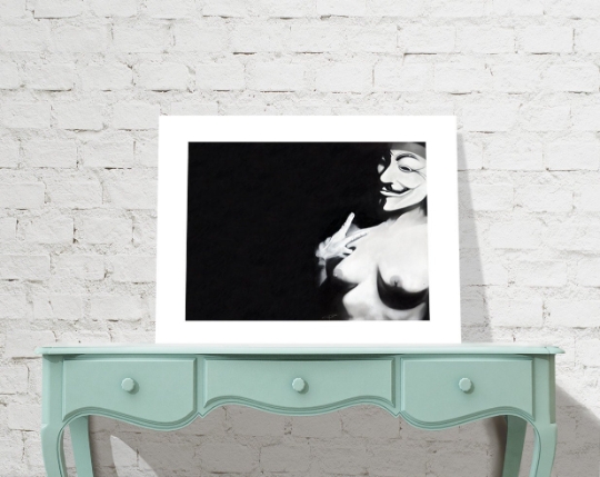 Free Your V charcoal & pastel art print picture