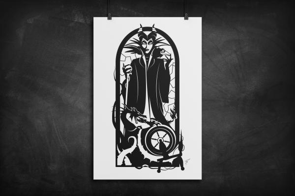 Maleficent - Sleeping Beauty silhouette art print