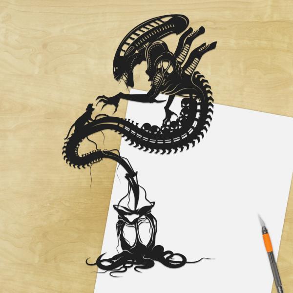 Xenomorph - Alien paper cut - UnFramed picture