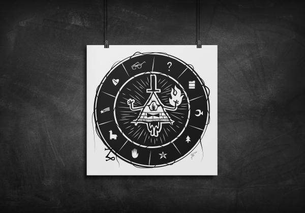 Bill Cipher - Gravity Falls silhouette art print picture