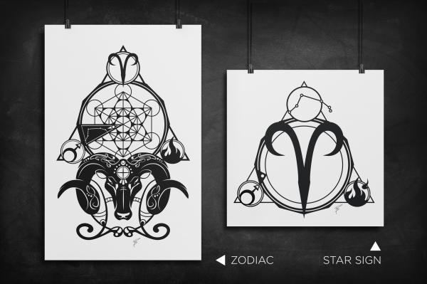 Aries - Zodiac Star Sign silhouette art print picture