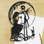 Jack & Sally - Nightmare Before Christmas paper cut - UnFramed