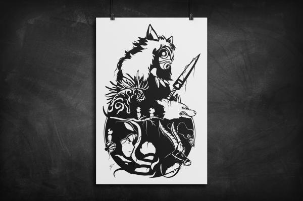 Princess Mononoke silhouette art print picture