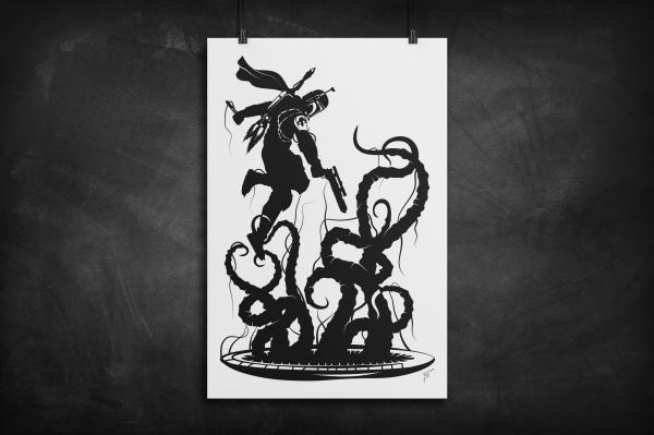 Boba Fett Sarlacc Pit silhouette art print