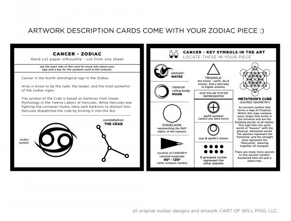 Cancer - Zodiac paper cut - Framed picture