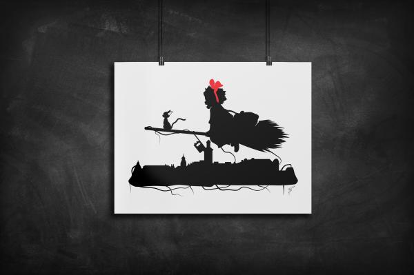 Kiki's Delivery Service silhouette art print picture