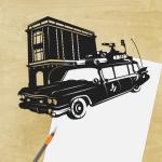Ecto1 - Ghostbusters Paper Cut - UnFramed