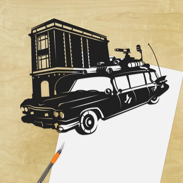 Ecto1 - Ghostbusters Paper Cut - UnFramed picture