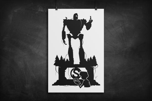 Iron Giant Statue silhouette art print picture