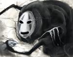 No Face - Spirited Away charcoal & pastel art print