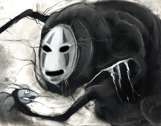 No Face - Spirited Away charcoal & pastel art print picture