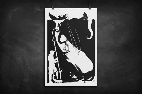 Moby Dick silhouette art print