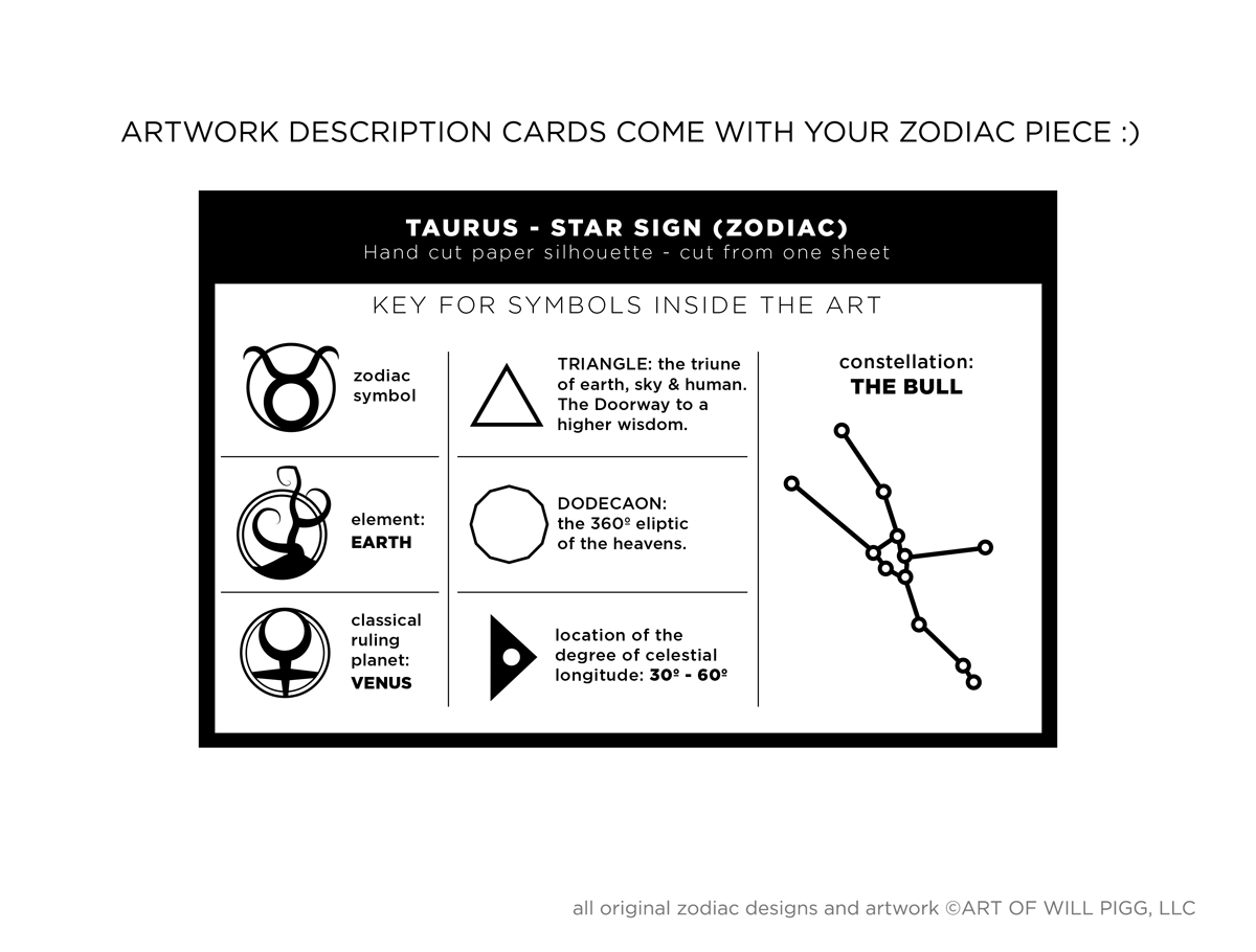 Taurus - Star Sign paper cut - UnFramed picture