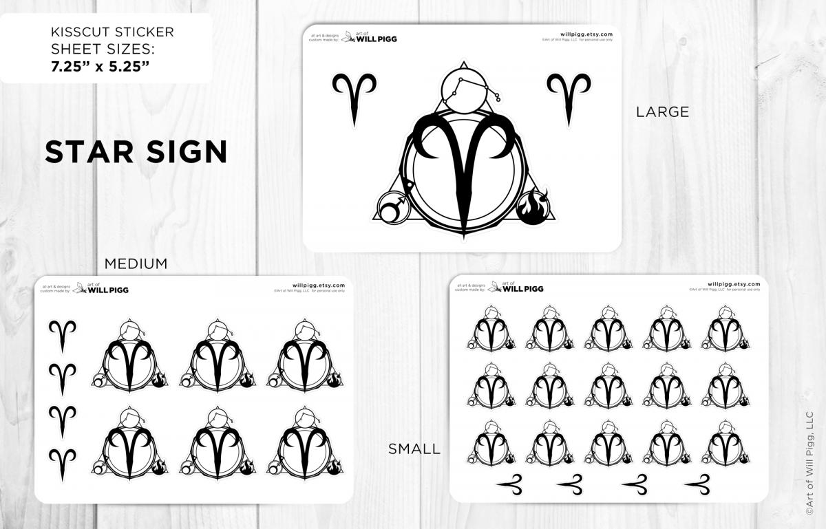 Aries - Zodiac Star Sign sticker sheet picture