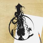 Rapunzel Tower paper cut - UnFramed