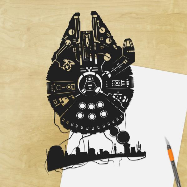 Millennium Falcon - Star Wars paper cut - UnFramed
