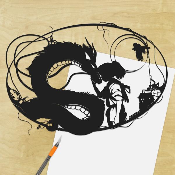 Spirited Away paper cut - UnFramed picture