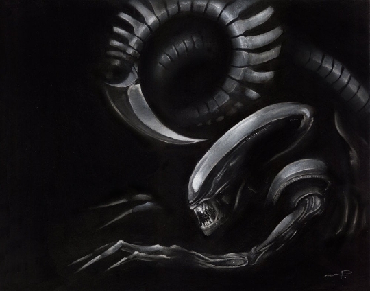 Xenomorph - Alien charcoal & pastel art print