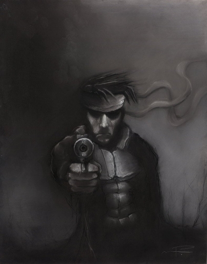 Solid Snake - Metal Gear Solid charcoal art print picture