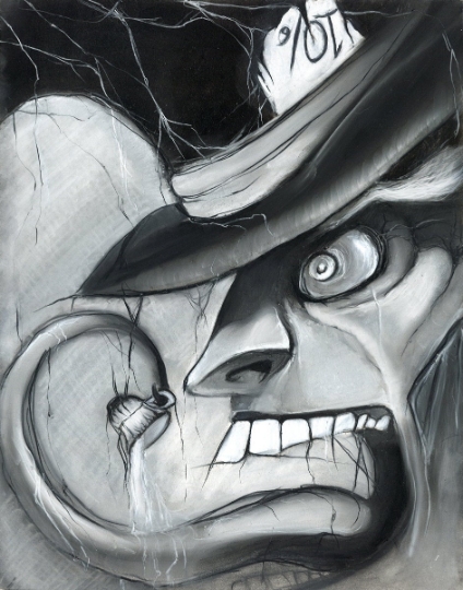 Mad Hatter - Alice in Wonderland charcoal & pastel art print