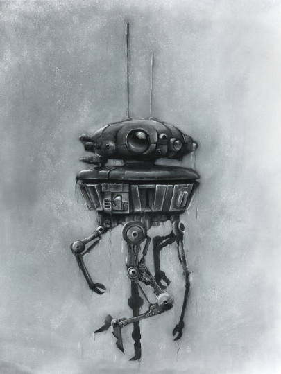 Probe Droid - Star Wars charcoal & pastel art print