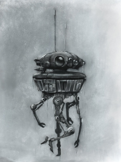 Probe Droid - Star Wars charcoal & pastel art print picture