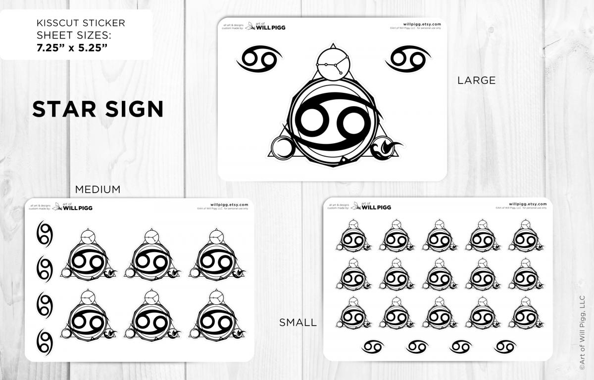 Cancer - Zodiac Star Sign sticker sheet picture