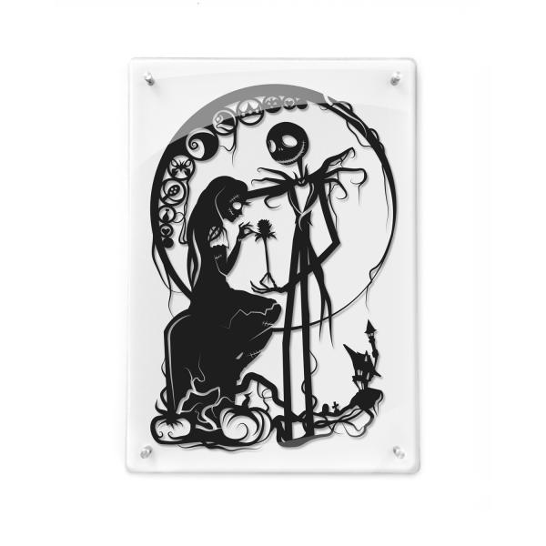 Jack & Sally - Nightmare Before Christmas paper cut - Framed