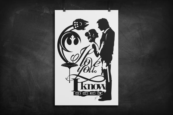 Han & Leia - Star Wars silhouette art print picture