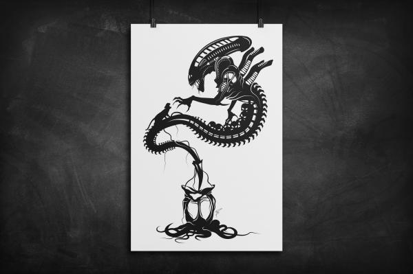 Xenomorph - Alien silhouette art print picture