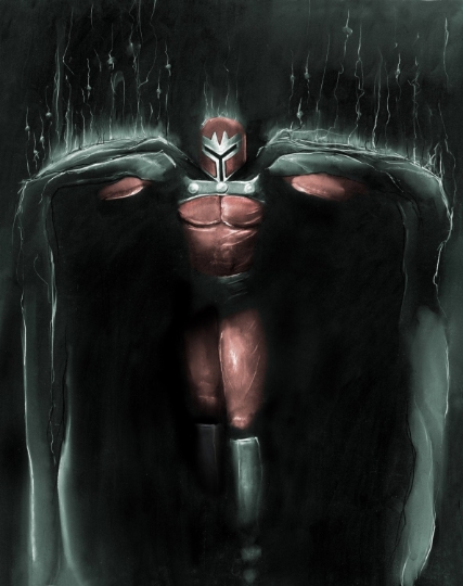 Magneto charcoal & pastel art print picture