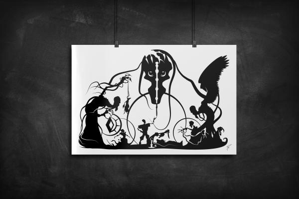 Three Brothers - Harry Potter silhouette art print