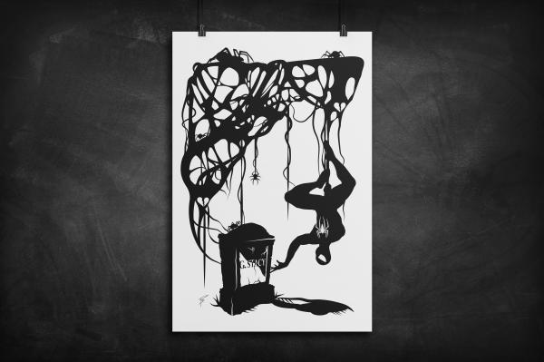 Spiderman Grave silhouette art print picture