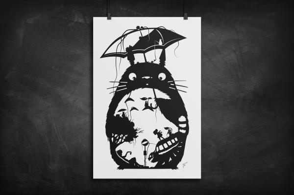 Totoro - My Neighbor Totoro silhouette art print picture