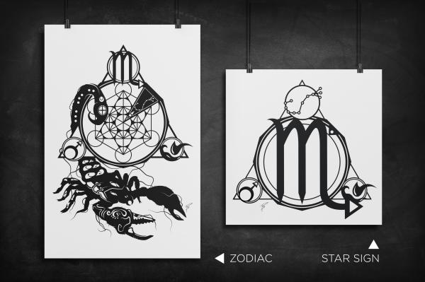 Scorpio - Zodiac Star Sign silhouette art print picture