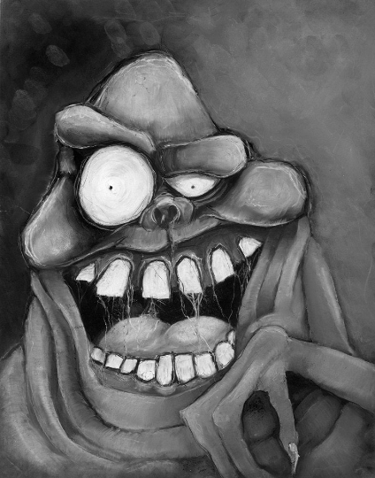 Slimer - Ghostbusters charcoal & pastel art print picture